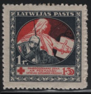 Latvia 1920 MH Sc B4 1r + 1.30r 'Mercy' helping soldier Variety