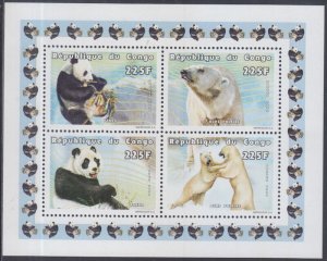 CONGO PEOPLE'S REPUBLIC # 003MNH S/S of  4 DIFF PANDAS, POLAR BEARS