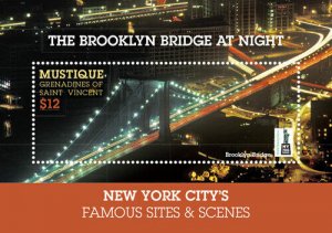 Mustique 2016 - New York City, Brooklyn Bridge - Souvenir Stamp Sheet - MNH