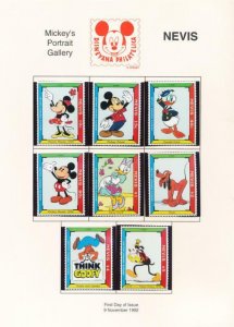 DISNEY NEVIS 740-749 MINT NHMICKEY'S PORTRAIT GALLERY