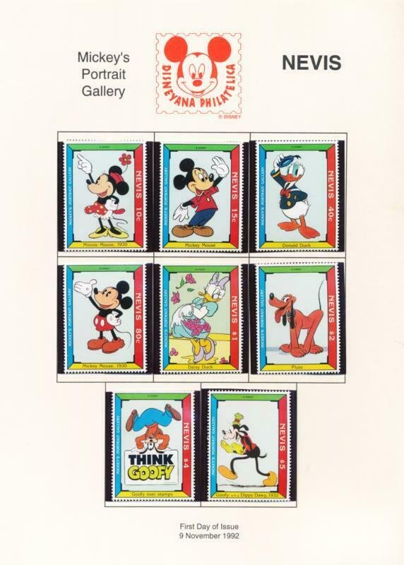 DISNEY NEVIS 740-749 MINT NHMICKEY'S PORTRAIT GALLERY