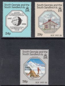 SOUTH GEORGIA  1987 International Geophysical Year; Scott 124-26, SG 176-78; MNH