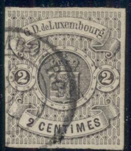 LUXEMBOURG #5 2c black, used, 4 margins, signed Bloch, Scott $550.00