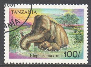 Tanzania Scott 797 - SG1079, 1991 Elephants 100/- used