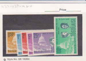 Togo scott # 432-437 MNH. Michel 350-355 John Kennedy Capitol, 1962.