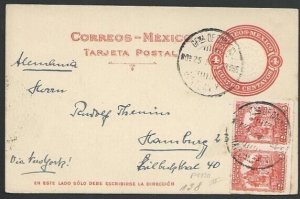 MEXICO 1925 4c postcard uprated and used to Germany........................65295