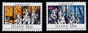 Iceland # 639-640, Europa - Stained Glass Windows, Mint NH, 1/2 Cat