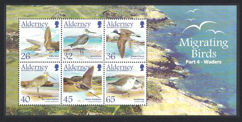 Alderney Migrating Birds 4th series Waders MS SG#MSA265