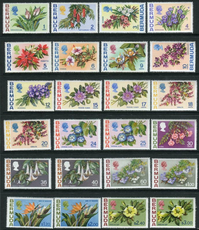 BERMUDA-1970-75 Flowers.  An unmounted mint set to $3 Sg 249-265a