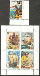 ST. THOMAS & PRINCE Sc#1028-33 1991 Columbus Set & S/S Complete OG Mint NH