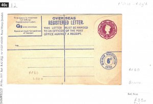 GB QEII Unused Registered Postal Stationery RPFIO FORCES RP80 Military 40c.12