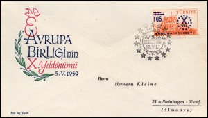 TURKEY - 1959 10th ANNIVERSARY OF EUROPEAN COUNCIL - FDC