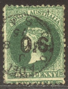 SOUTH AUSTRALIA #O27 SCARCE Used - 1874 1p Green, Official