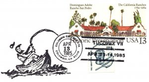 US SPECIAL POSTMARK EVENT CARD TUCOPEX VII SHOW AT COLUMBIA CALIFORNIA 1985 - C