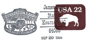 US SPECIAL PICTORIAL POSTMARK COVER THE PINKERTON RAID KEARNSEY MISSOURI 1986