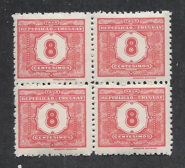 URUGUAY SC# J32 B/4 FVF/MNH 1938