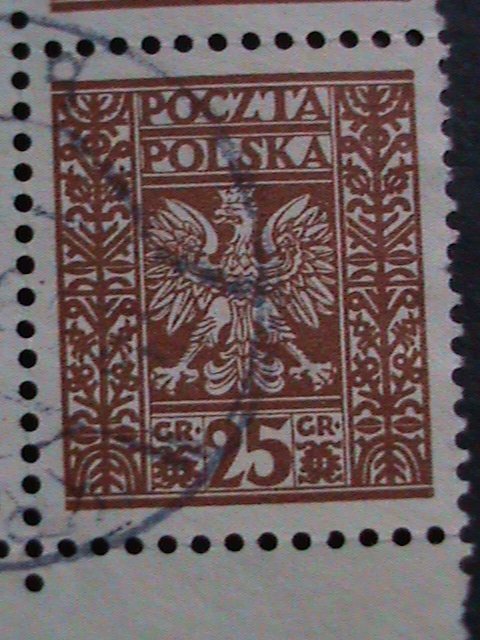 POLAND 1928-SC#260 94 YEARS OLD STAMPS-EAGLE ARMS USED IMPRINT BLOCK-VF