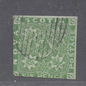 Canada NOVA SCOTIA # 4 USED 6d YELLOW-GREEN IMPERFORATE BS26517