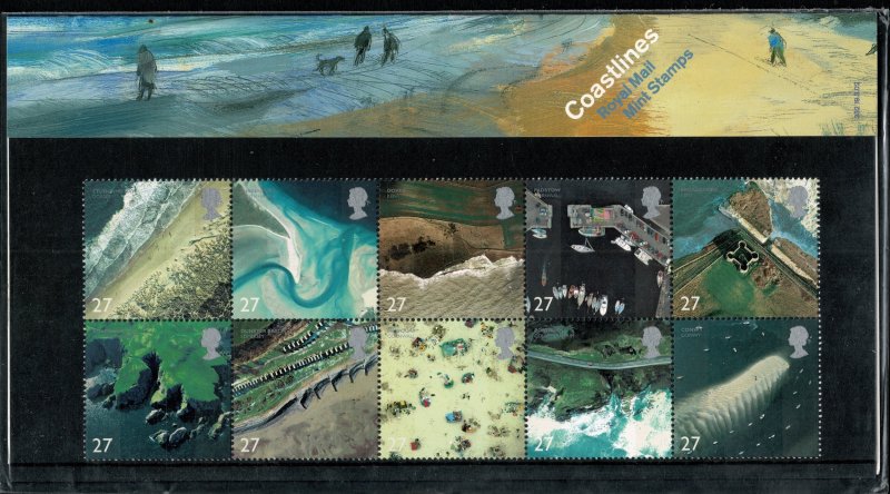 G.B.QE II 2002 BRITISH COASTLINES MINT (NH) SG2265-74 P.O.PACK 332 SUPERB