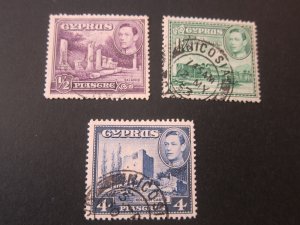 Cyprus 1951 KGVI Sc164-66 set FU