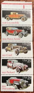 US #2385a MNH Folded Booklet Pane of 5 w/Tab Classic Cars SCV $3.25 L42