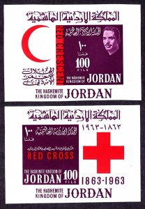 Jordan 1963 Centenary of International Red Cross IMPERF 2 Souvenir Sheets