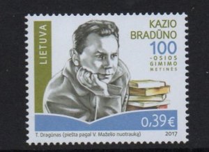 Lithuania Sc 1101 2017 Bradunas, Writer,  stamp mint NH