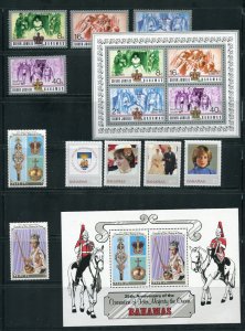 Bahamas Royal, Queen Elizabeth, Princess Diana, Queen Mother Stamps 1977-1985
