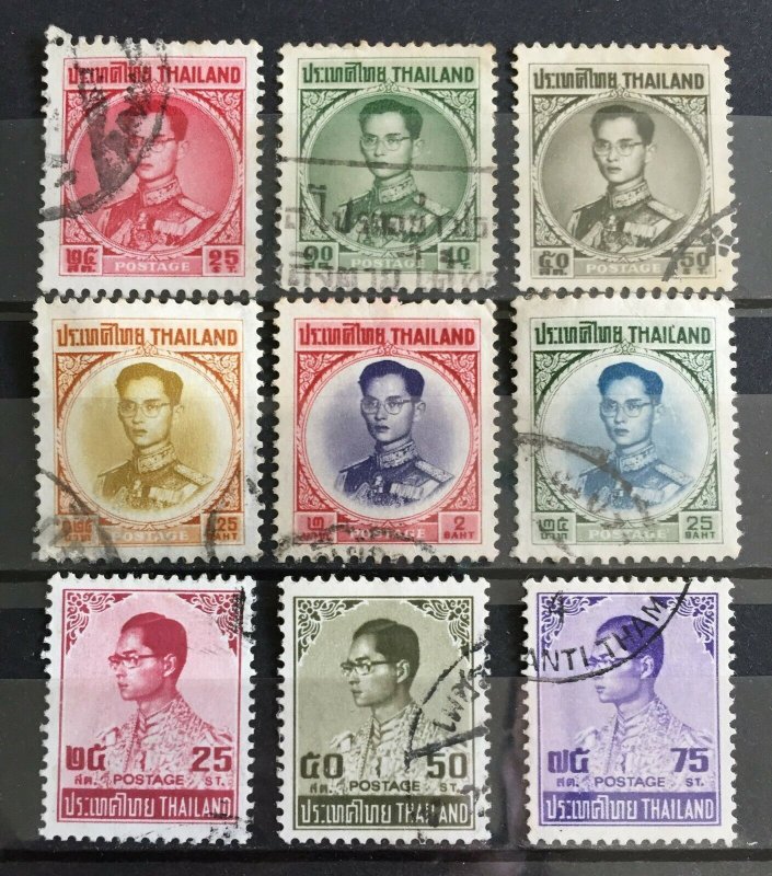 Thailand King Bhumibol Adulyadej part sets 1963-71 6V & 1973-81 3V used T3457 