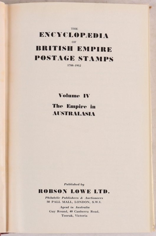 British Commonwealth Robson Lowe Encyclopaedia Vol 4 'Empire in Australia'. 