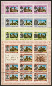 Tuvalu 81-4 sheets MNH Architecture, Queen Elizabeth Silver Jubilee