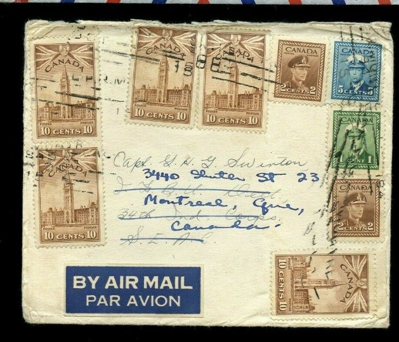 S.E.A.C. South East Asia Command India, Burma, Malaya, Siam War cover Canada