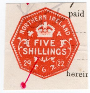 (I.B) George V Revenue : Impressed Duty 5/- (Northern Ireland)