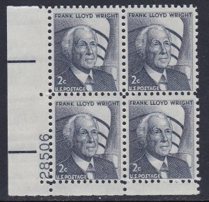 1280 Frank Lloyd Wright Plate Block MNH