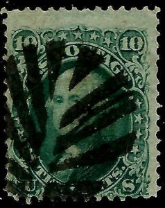 Scarce US #89 Green 10c Washington Issue of 1867 w/an E-Grill & Fancy Cancel 