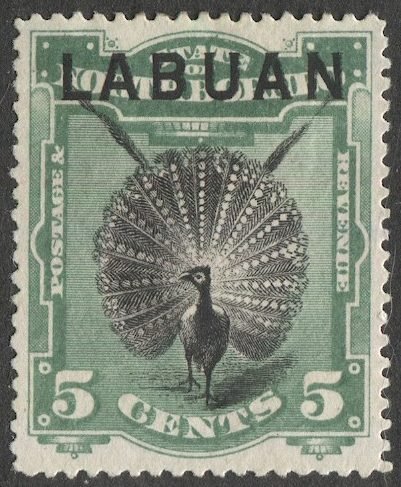 LABUAN 1897 Sc 76  5c Argus Pheasant, MH VF, perf 15, cv $67.50
