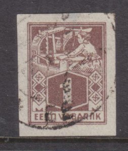 ESTONIA, 1923 Blacksmith, imperf. 1m. Brown, used.