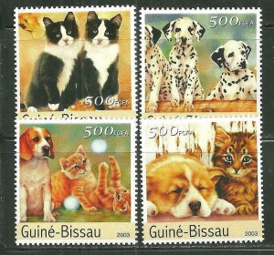 Guinea-Bissau MNH Set Of Cats & Dogs Mammals 2003