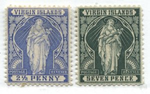 British Virgin Islands 1899 2 1/2d and 7d mint o.g. hinged