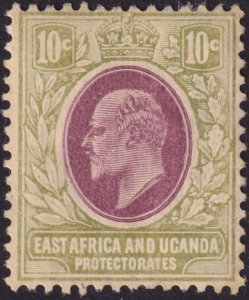 East Africa & Uganda 1907 #34 fvf-mnh 10c Citron & Violet
