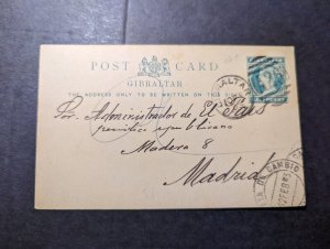 1903 British Gibraltar Postcard Cover to Madrid Spain