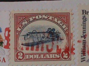 UNITED STATES- IVERTED JENNY $2,BRYAN $2 & LOVE DOVES STAMPS ON AIRMAIL CARD