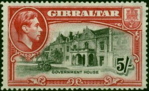 Gibraltar 1938 5s Black & Carmine SG129 P.14 Fine MM