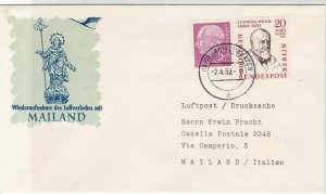 Germany 1959 Hamburg Airport Cancel Statue Picture Flight Stamps Cover Ref 27203