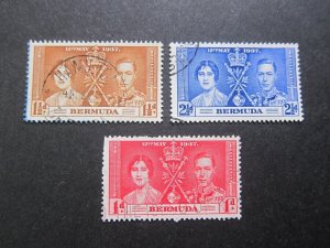 Bermuda 1937 Sc 115-117 set FU