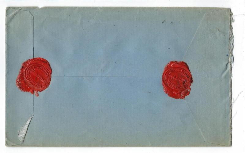 1916 Straits Settlements To USA Bank Cover With Wax Seals (SS-32)