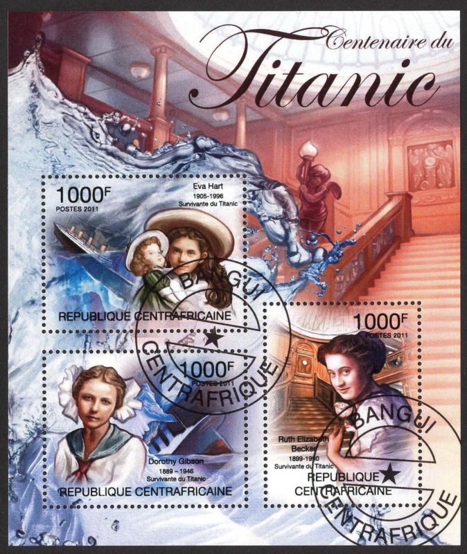 Central African Republic 2011 Cruise Ships Titanic Sheet Used / CTO