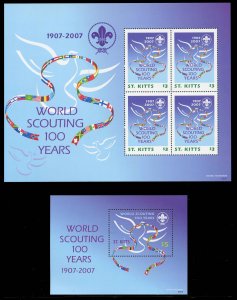 St. Kitts 664-65 MNH 100th. Year Scout World Jamboree Souvenir Sheets from 2007