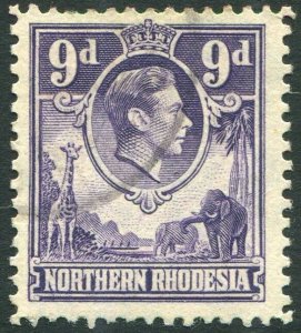 NORTHERN RHODESIA-1952 9d Violet Sg 39 FINE USED V35945