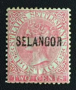 Malaya 1885 SELANGOR opt Straits Settlements QV 2c MH SG#31 M3966 